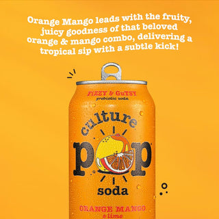 Culture Pop Sparkling Prebiotic Soda, Orange Mango, 12oz (Pack of 12)