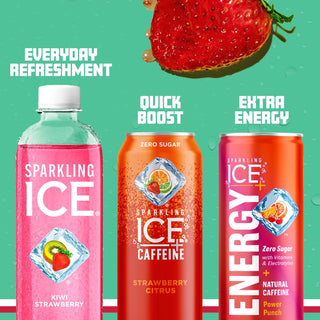 Sparkling Ice Flavored Sparkling Water, Kiwi Strawberry, 17 oz (Pack of 12)