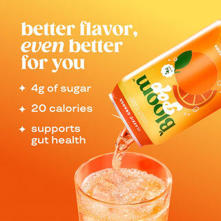 Bloom Pop Prebiotic Soda, Classic Orange, 12oz (Pack of 12)