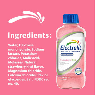 Electrolit Electrolyte Hydration Beverage, Strawberry Kiwi, 21oz (Pack of 12)