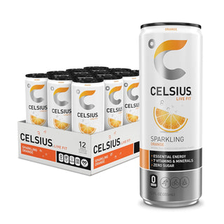 CELSIUS Sparkling Energy Drink, Orange, 12oz (Pack of 12)