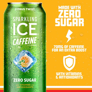 Sparkling ICE Sparkling Water with Caffeine, Citrus Twist, 16oz Cans (Pack Of 12)
