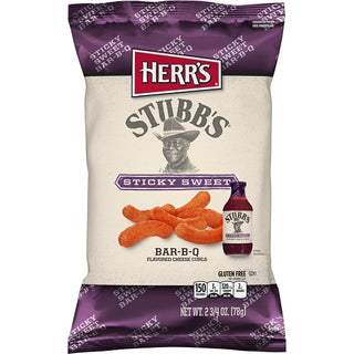 Herr Brands Stubb's Sticky Sweet Bar-B-Q Flavored Cheese Curls, 2.75 Ounce, 12 Per Case