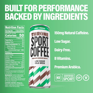 Throne Sport Cold Brew Coffee, Mint Mocha, 11oz (Pack of 12)