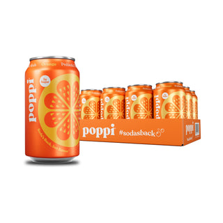 Poppi Prebiotic Soda, Orange , 12 oz (Pack of 12)