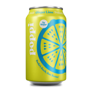 Poppi Prebiotic Soda, Ginger Lime, 12 oz (Pack of 12)