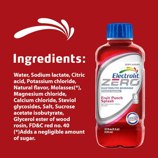Electrolit ZERO Electrolyte Hydration Beverage, Fruit Punch, 21oz (Pack of 12)