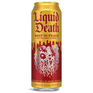Liquid Death Sparkling Water, Rest In Peach, 19.2oz (Pack of 12)