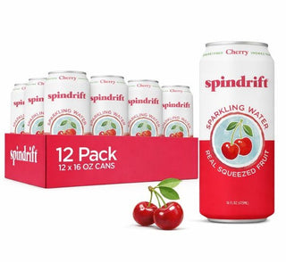 Spindrift Fruit Flavored Sparkling Water, Cherry, 16oz (Pack of 12)