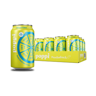 Poppi Prebiotic Soda, Ginger Lime, 12 oz (Pack of 12)