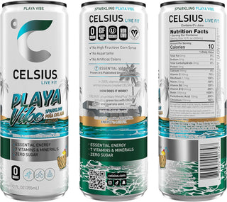 CELSIUS Sparkling Energy Drink, Piña Colada Playa Vibe, 12oz (Pack of 12)