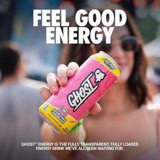 Ghost Energy Drink, Sour Pink Lemonade, 16oz (Pack of 12)