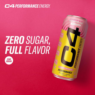 Cellucor C4 Performance Zero Sugar Energy Drink, Strawberry Blast, 16oz (Pack of 12)