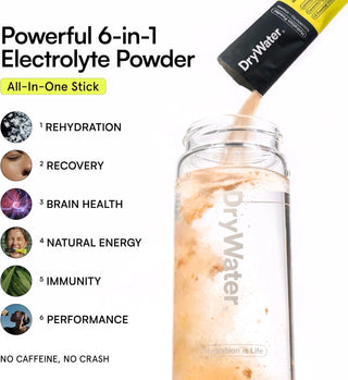 DryWater Electrolyte Powder Packets, Lemon Lime, 0.39oz (Pack of 12)