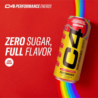 Cellucor C4 Performance Zero Sugar Energy Drink, Cosmic Rainbow, 16oz (Pack of 12)