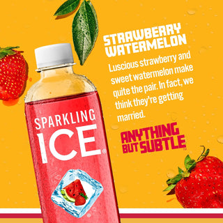 Sparkling Ice Flavored Sparkling Water, Strawberry Watermelon, 17 oz (Pack of 12)