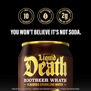 Liquid Death Sparkling Water, Rootbeer Wrath, 12oz (Pack of 12)