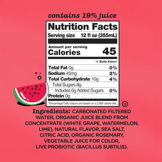 Culture Pop Sparkling Probiotic Soda, Watermelon Lime, 12oz (Pack of 12)