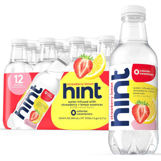 Hint Fruit-Infused Water, Strawberry Lemon, 16oz (Pack of 12)