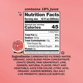 Culture Pop Sparkling Prebiotic Soda, Grapefruit, 12oz (Pack of 12)
