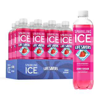 Sparkling Ice Flavored Sparkling Water, LifeSavers Strawberry, 17 oz (Pack of 12)