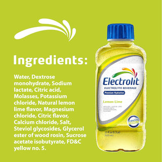 Electrolit Electrolyte Hydration Beverage, Lemon/Lime, 21oz (Pack of 12)