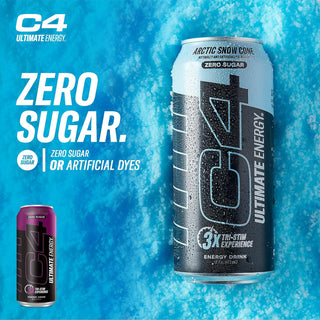 C4 Ultimate Sugar-Free Energy Drink, Electric Sour Apple, 16oz (Pack of 12)