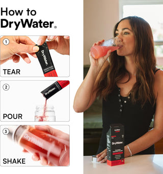 DryWater Electrolyte Powder Packets, Raspberry Lemon, 0.39oz (Pack of 12)