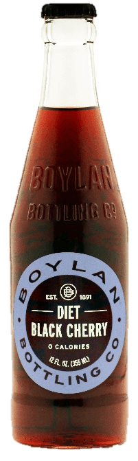 Boylan Pure Cane Sugar Soda Pop, Diet Black Cherry, 12 oz Glass Bottles - Multi-Pack
