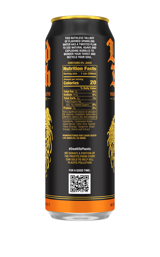 Liquid Death Sparkling Water, Squeezed to Death, 19.2oz King Size (Pack of 12)