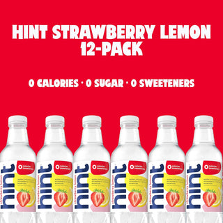 Hint Fruit-Infused Water, Strawberry Lemon, 16oz (Pack of 12)