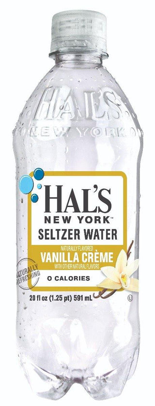 Hal's New York Seltzer Water 20oz, Vanilla Créme (Pack of 24)