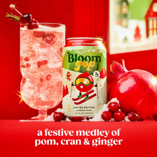 Bloom Pop Prebiotic Soda, Winter Pomberry, 12oz (Pack of 12)