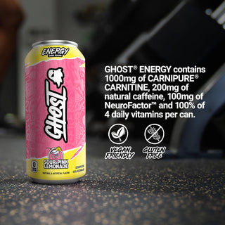 Ghost Energy Drink, Sour Pink Lemonade, 16oz (Pack of 12)