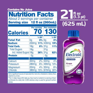 Electrolit Electrolyte Hydration Beverage, Grape, 21oz (Pack of 12)
