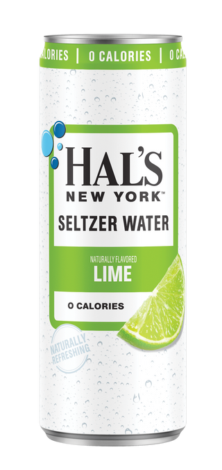 Hal's New York Seltzer Water, Lime, 12oz Slim Cans (Pack of 24)