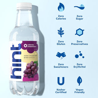 Hint Fruit-Infused Water, Grape, 16oz (Pack of 12)