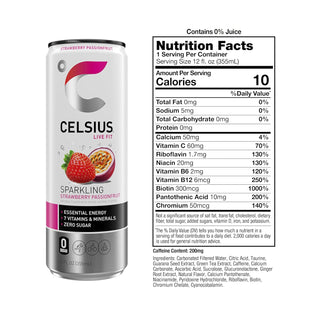 CELSIUS Sparkling Energy Drink, Strawberry Passionfruit, 12oz (Pack of 12)