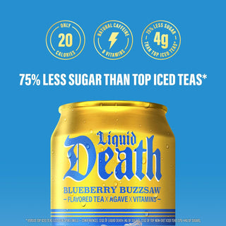 Liquid Death Iced Tea, Blueberry Buzzsaw, 12oz (Pack of 12)