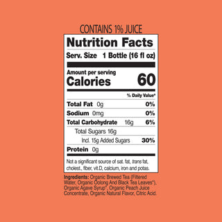 Just Ice Tea, Peach Oolong Tea, 16oz (Pack of 6)