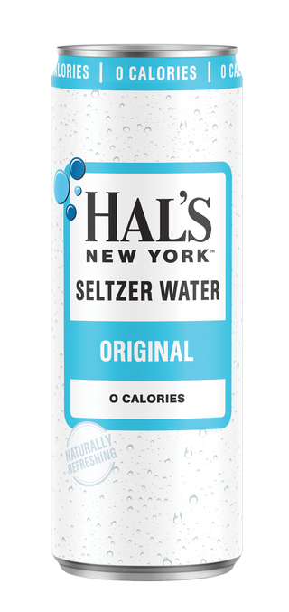 Hal's New York Seltzer Water, Original, 12oz Slim Cans (Pack of 24)