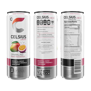 CELSIUS Sparkling Energy Drink, Mango Passionfruit 12oz (Pack of 12)