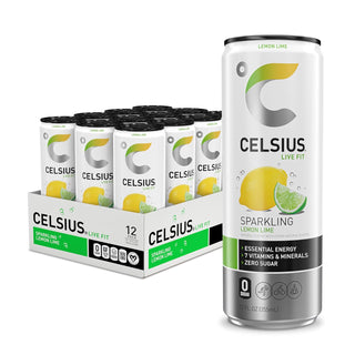 CELSIUS Sparkling Energy Drink, Lemon Lime, 12oz (Pack of 12)