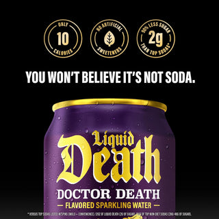 Liquid Death Sparkling Water, Doctor Death, 12oz (Pack of 12)