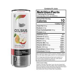 CELSIUS Sparkling Energy Drink, Fuji Pear Apple, 12oz (Pack of 12)
