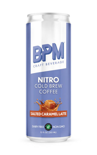 BPM Nitro Cold Brew Coffee, Salted Caramel Latte, 12oz (Pack of 12)