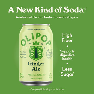 Olipop Sparkling Prebiotic Soda, Ginger Ale, 12oz (Pack of 12)