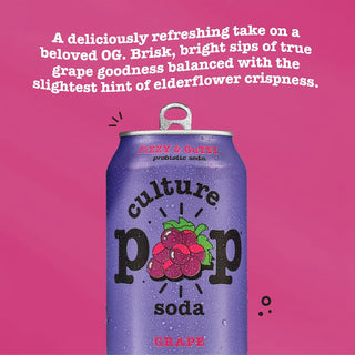 Culture Pop Sparkling Probiotic Soda, Grape, 12oz (Pack of 12)