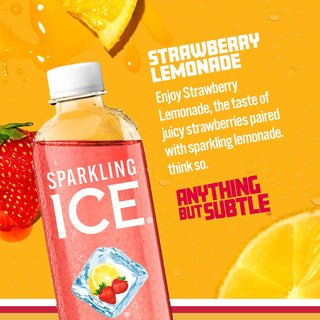 Sparkling Ice Flavored Sparkling Water, Strawberry Lemonade, 17 oz (Pack of 12)