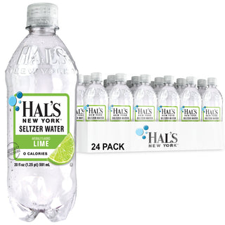 Hal's New York Seltzer Water 20oz, Lime (Pack of 24)